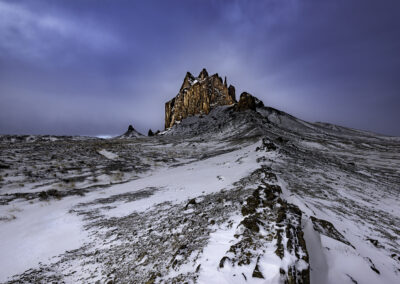 Cold and snowy day at Shiprock