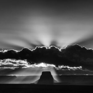 Sunrise over Tower Butte across Lake Powell