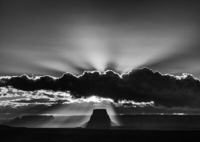 Sunrise over Tower Butte across Lake Powell