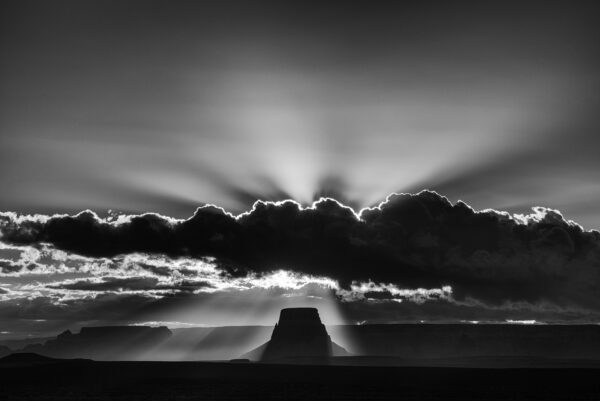 Sunrise over Tower Butte across Lake Powell