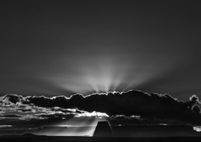 Sunrise over Tower Butte across Lake Powell