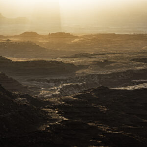 Sunrise through the bottom of Mesa Arch at Canyonlands NP