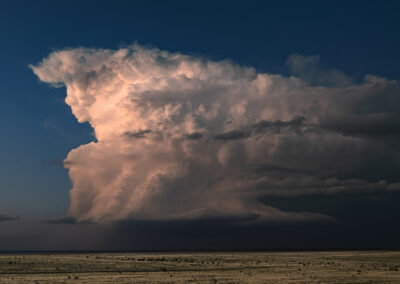 A fading supercell catching the last rays of light north of Encino NM