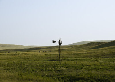 A lone windmill in the middle of the Nebraska Sandhills