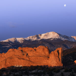 Moonset - Pike's Peak & Red Rock